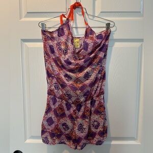 Patterned Adjustable Halter Top Romper